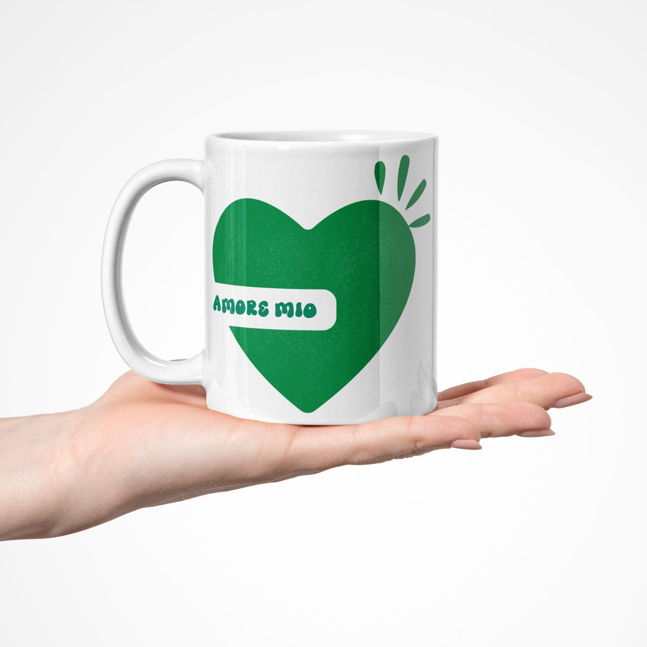 Mug en céramique blanche au design romantique italien, parfait pour la Saint-Valentin.