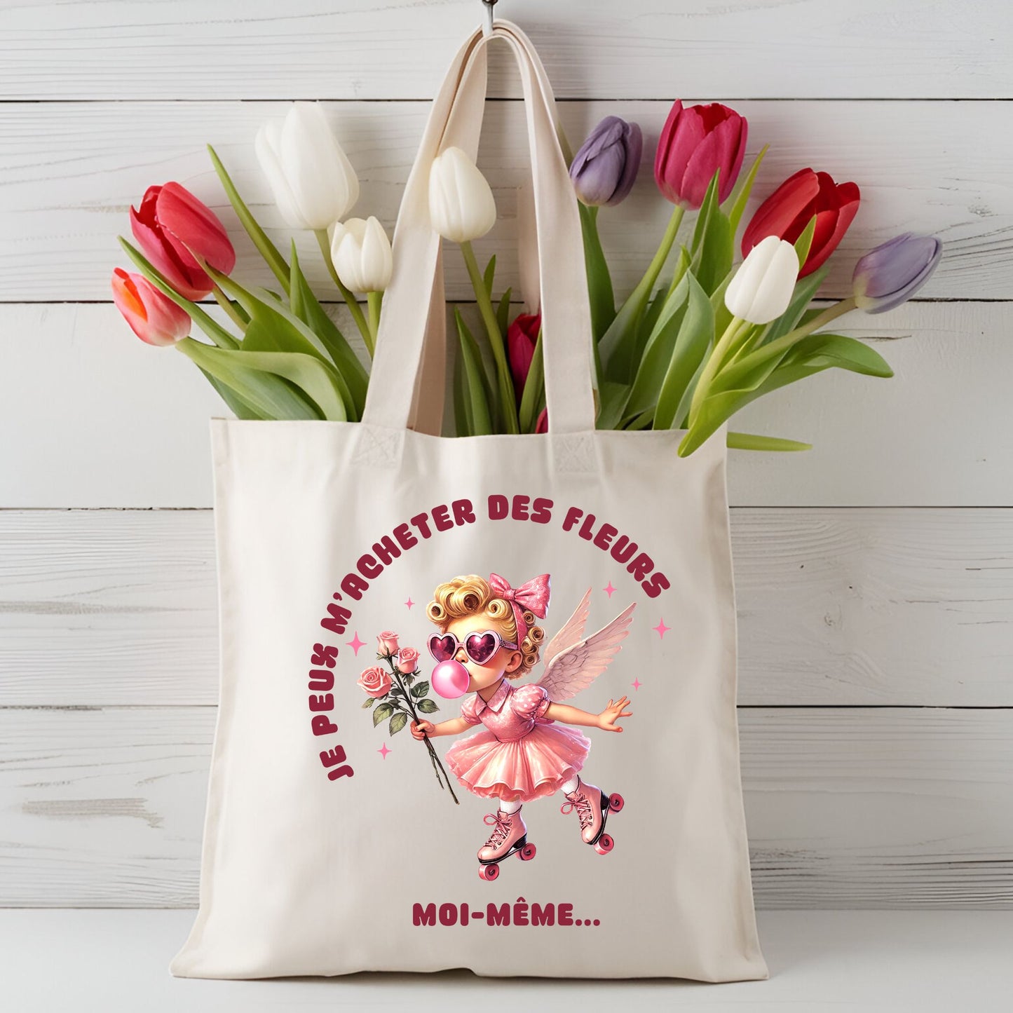 Tote bag pratique et écologique en coton naturel, parfait pour les courses, le shopping ou les sorties quotidiennes