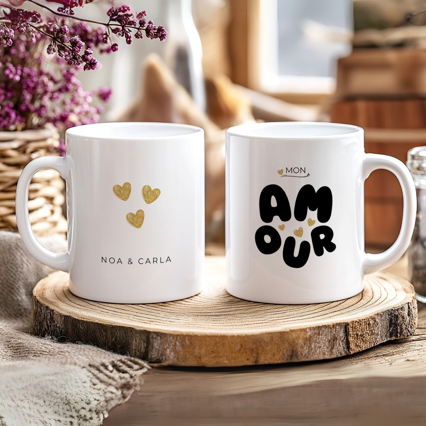 Mug cadeau Saint-Valentin personnalisé avec prénoms