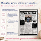 Affiche journal de l’année 18 ans personnalisée