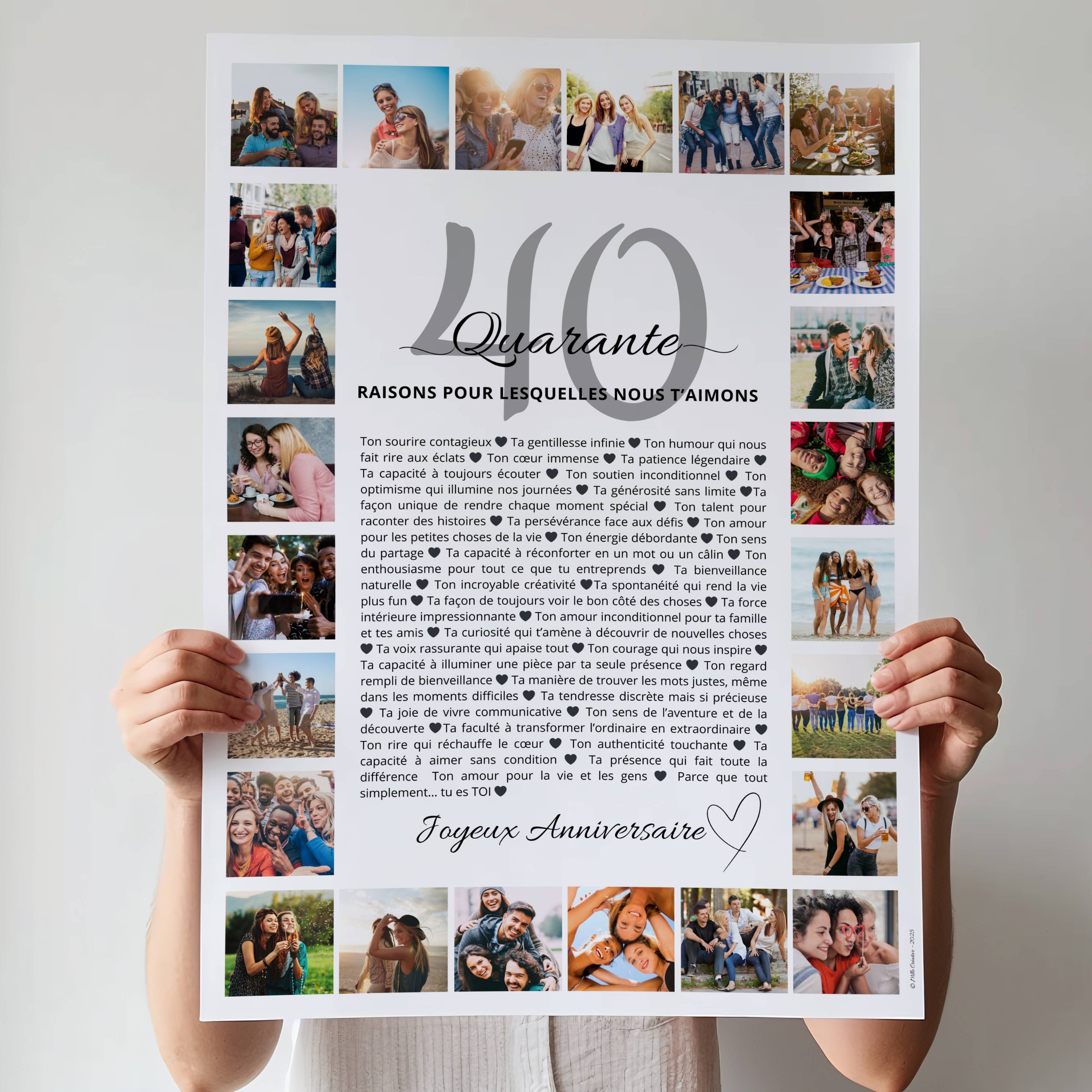 affiche anniversaire 40 ans avec photos 