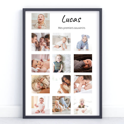Affiche personnalisée premiers souvenirs bébé 