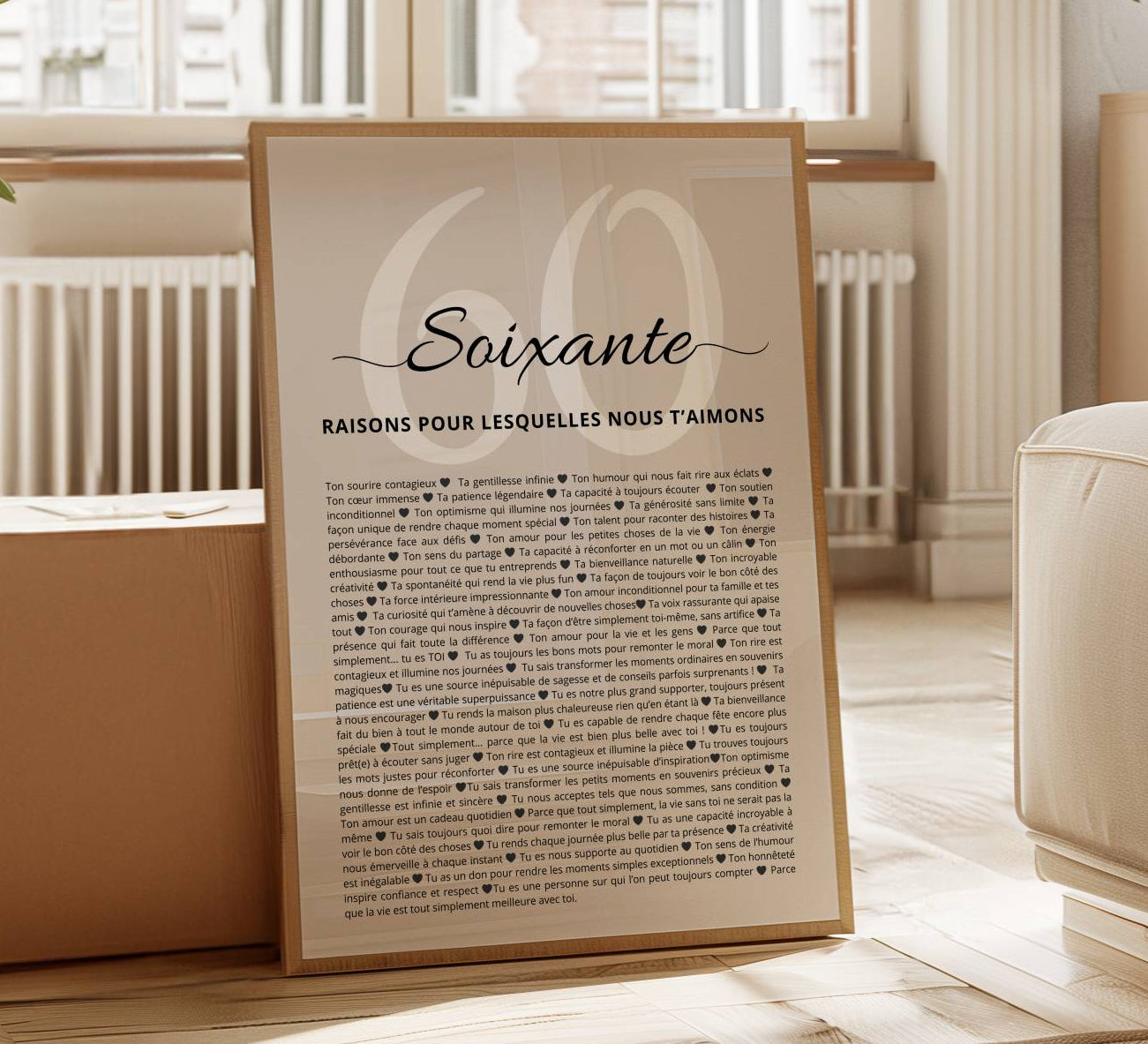 Affiche déco murale 60 ans – idée cadeau famille