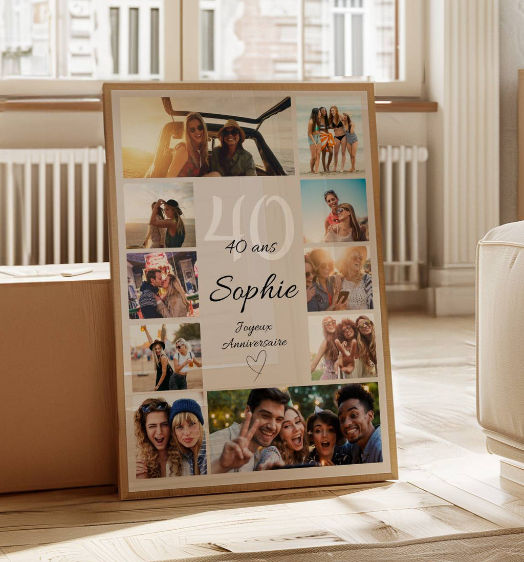 Poster photo personnalisé pour 40e anniversaire femme ou homme