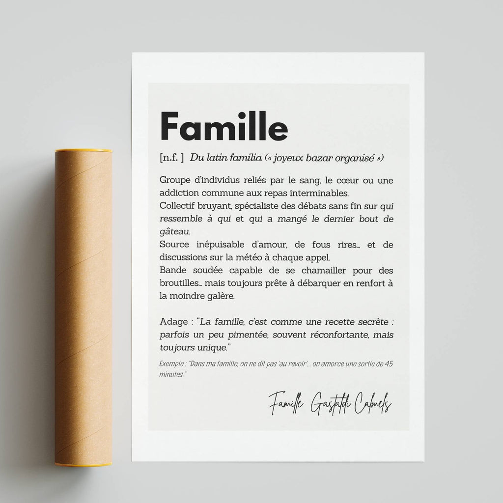 Affiche Famille personnalisée encadrée dans un intérieur chaleureux, décoration murale pleine de sens pour la maison