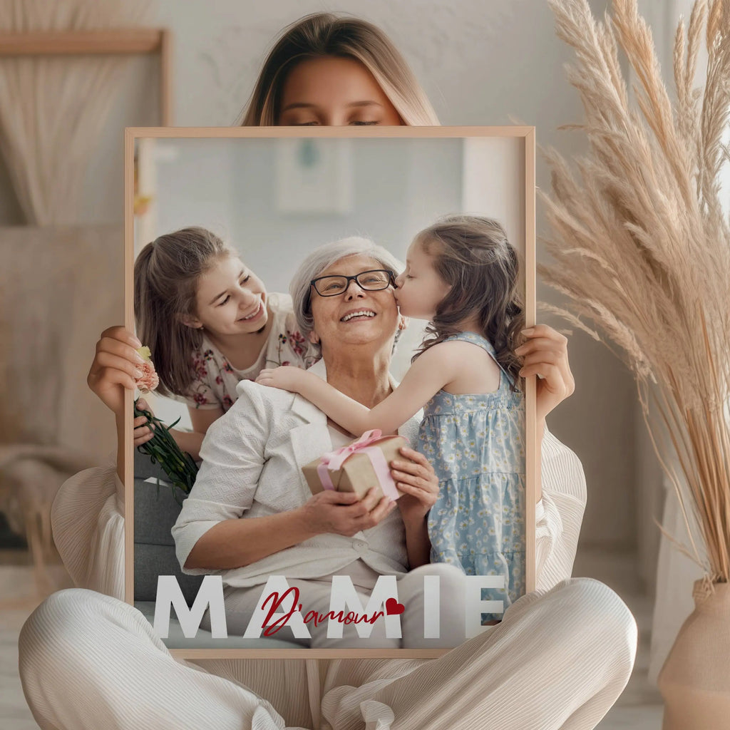 Affiche Mamie personnalisée avec message affectif, cadeau unique pour la fête des grands-mères.