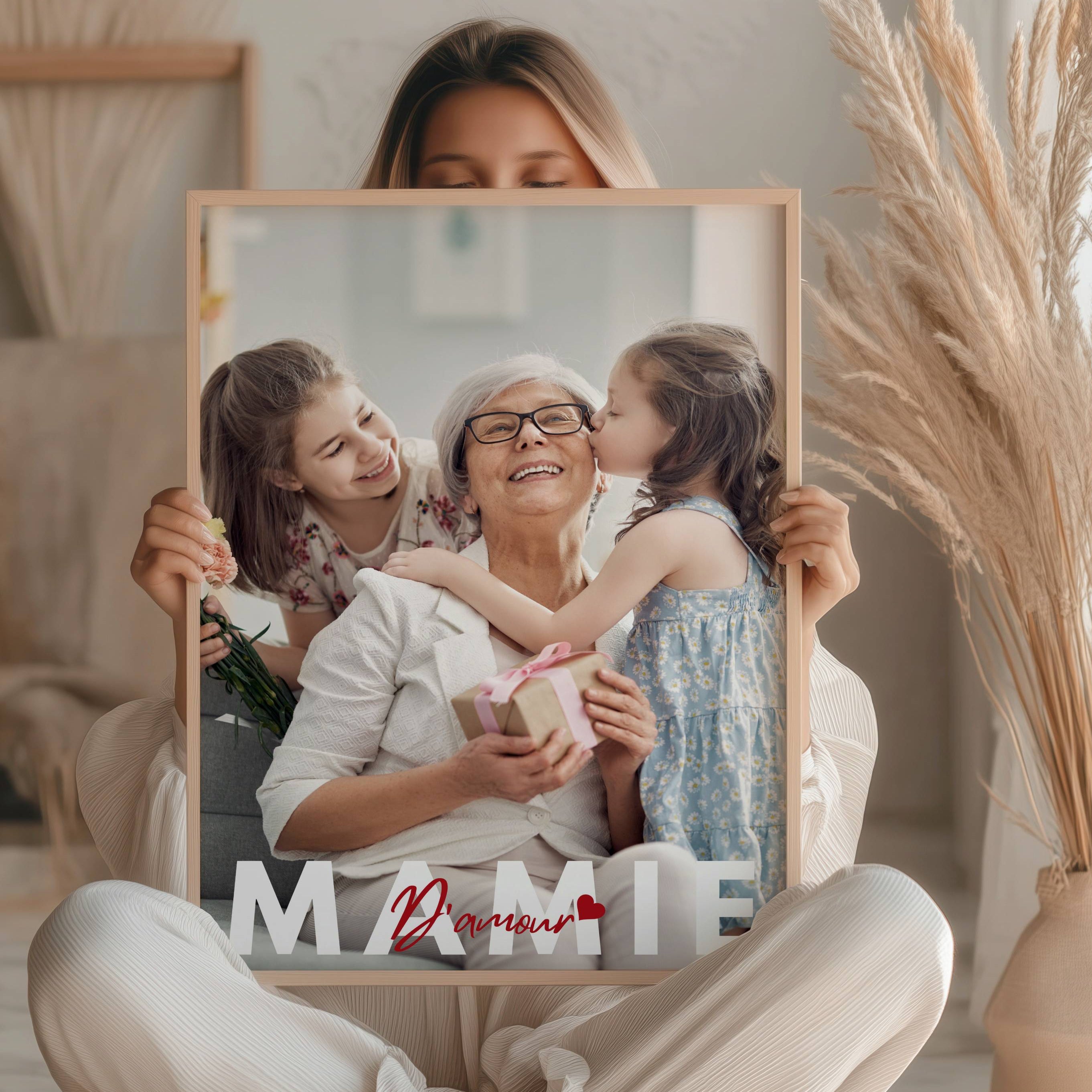 Affiche Mamie personnalisée avec message affectif, cadeau unique pour la fête des grands-mères.