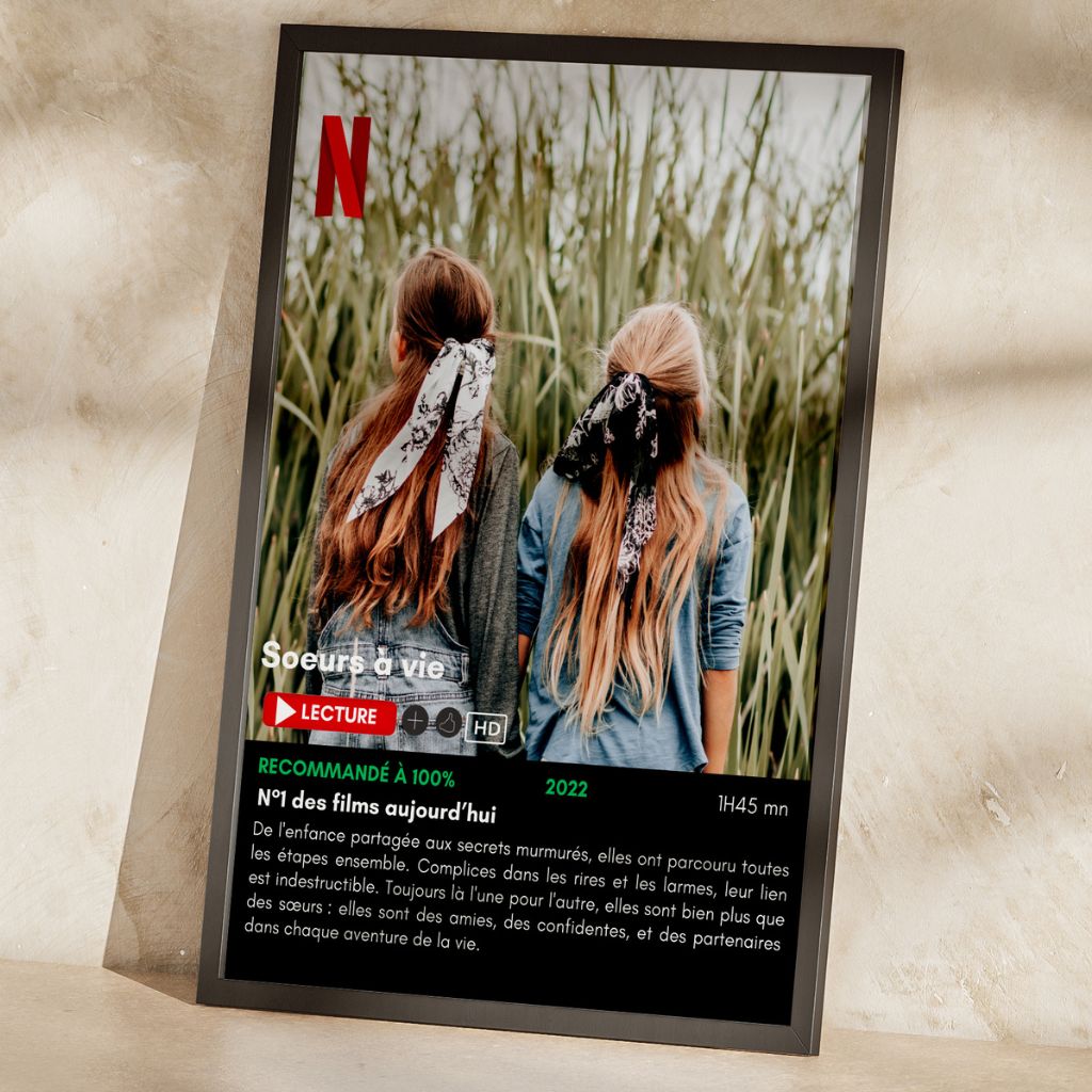 Affiche déco Netflix personnalisée pour anniversaire ou Saint-Valentin.