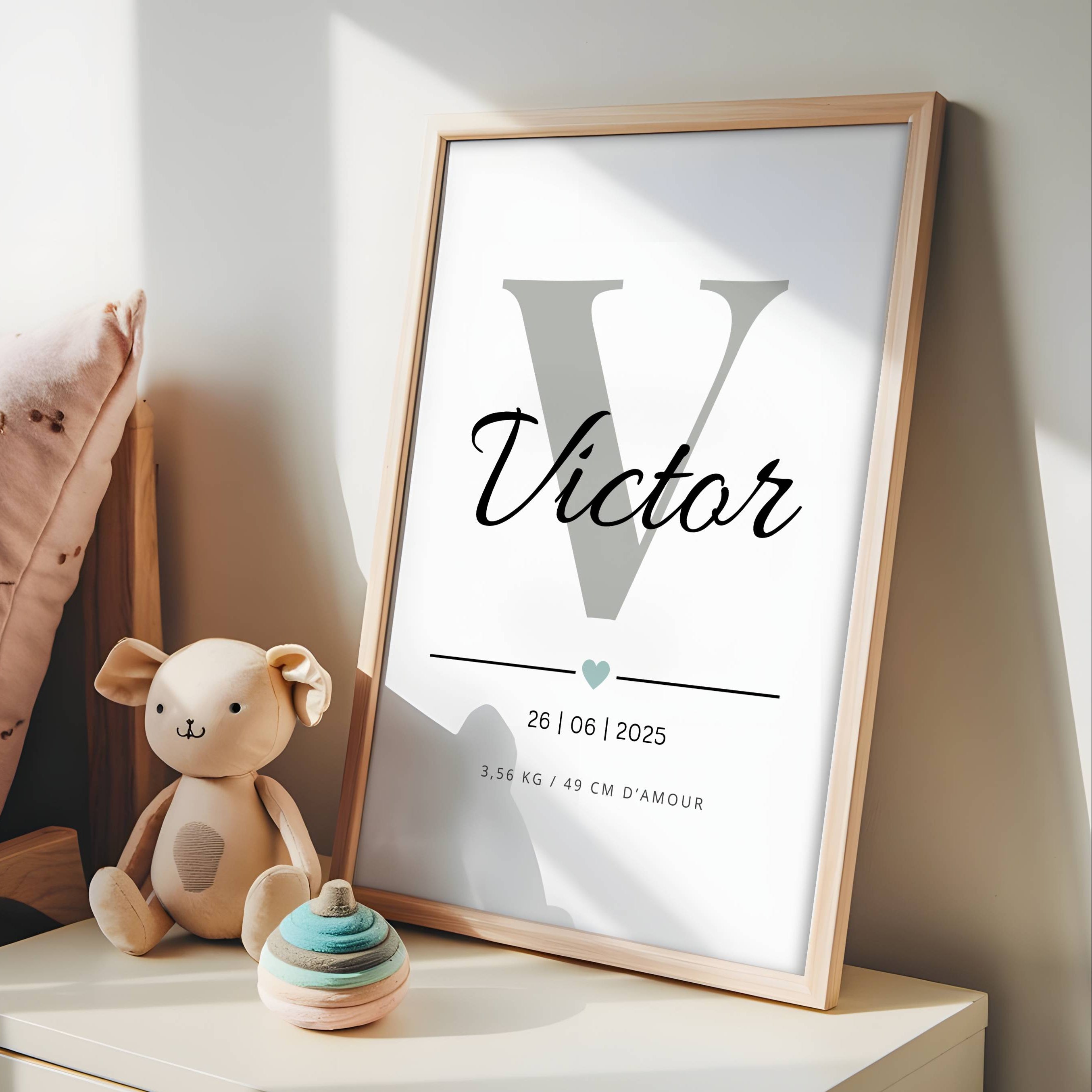 Affiche naissance personnalisée pour garçon décoration chambre bébé