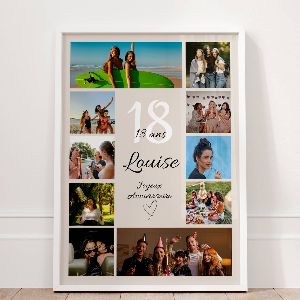 Affiche anniversaire 18 ans avec photos et prénom