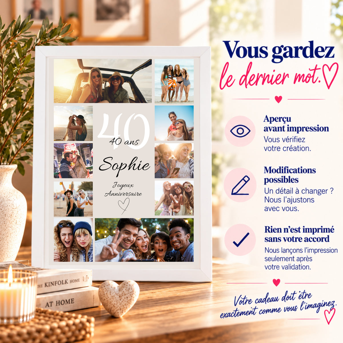 Affiche anniversaire 40 ans personnalisée avec photos