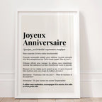 Détail affiche anniversaire – définition humoristique moderne