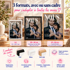 Affiche magazine couple disponible en trois formats, avec ou sans cadre noir, blanc ou bois clair