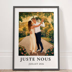 Affiche couple personnalisée vintage – Détail de l'illustration et de la typographie