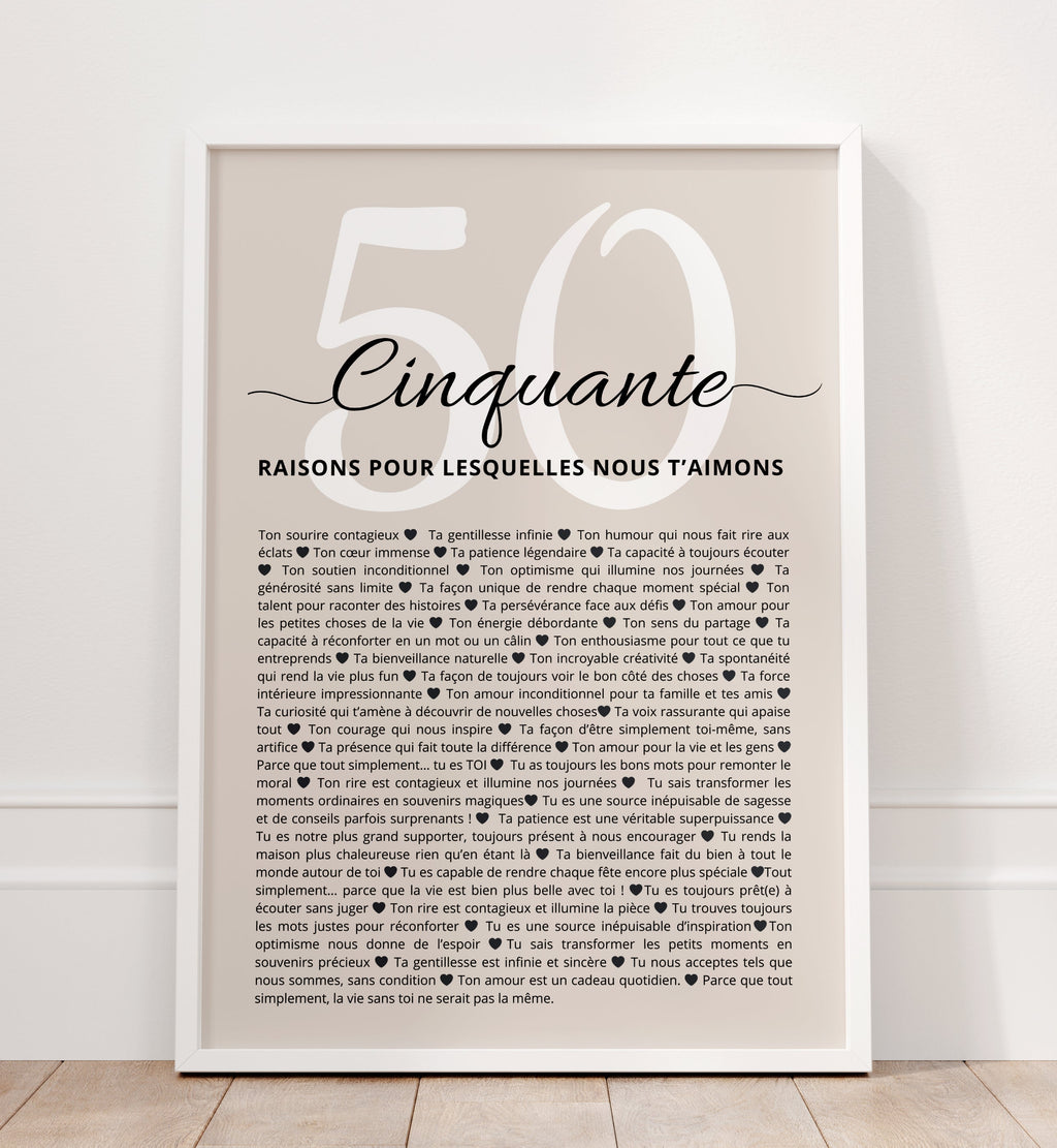 Affiche cadeau  50 ans 