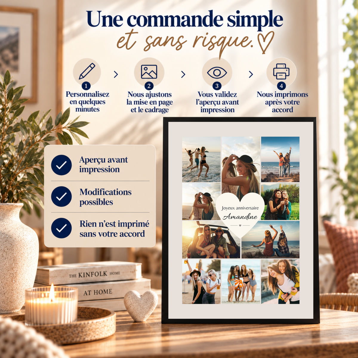 Affiche photo personnalisée – Cadeau anniversaire meilleure amie