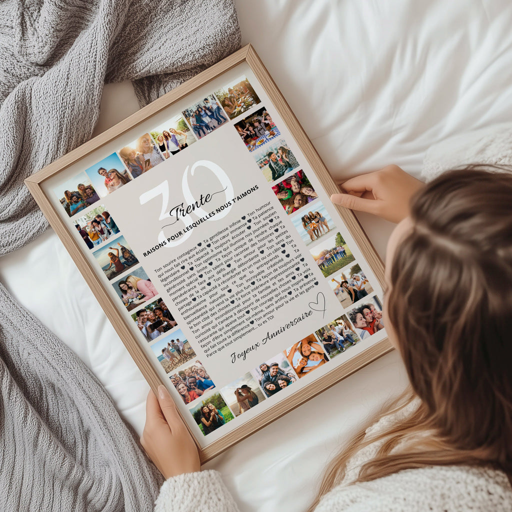 Cadeau 30 ans personnalisé | Affiche anniversaire avec photos