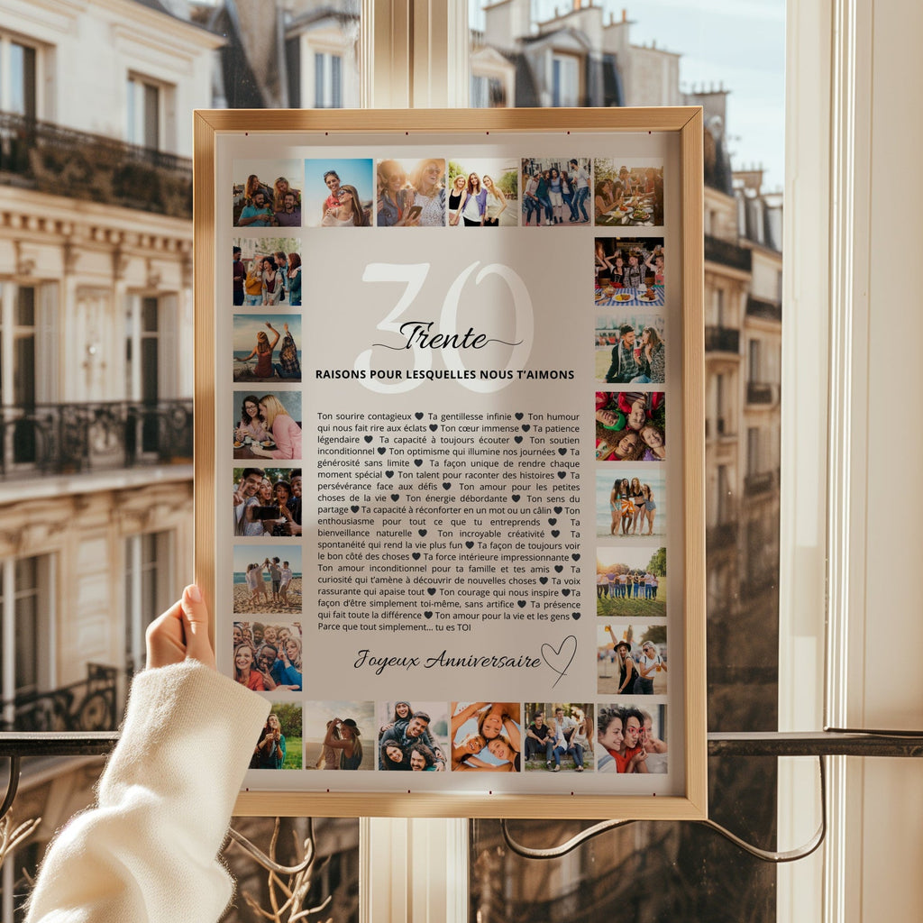 Cadeau 30 ans personnalisé | Affiche anniversaire avec photos