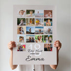 Affiche anniversaire 18 ans personnalisée avec 18 photos souvenirs, prénom Emma et texte Dix-Huit années avec.