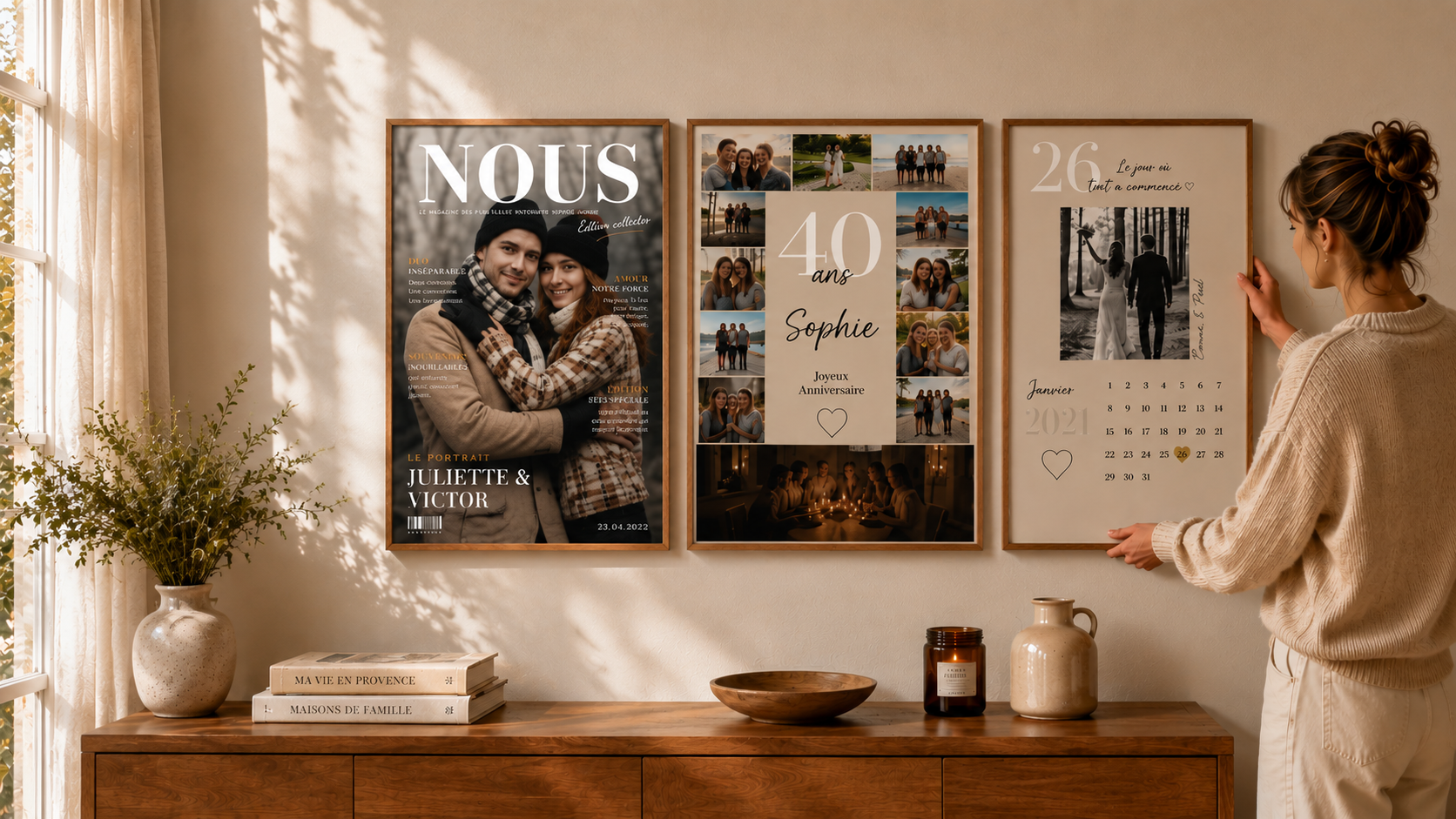 Affiches personnalisées Mlle Créative dans un intérieur chaleureux