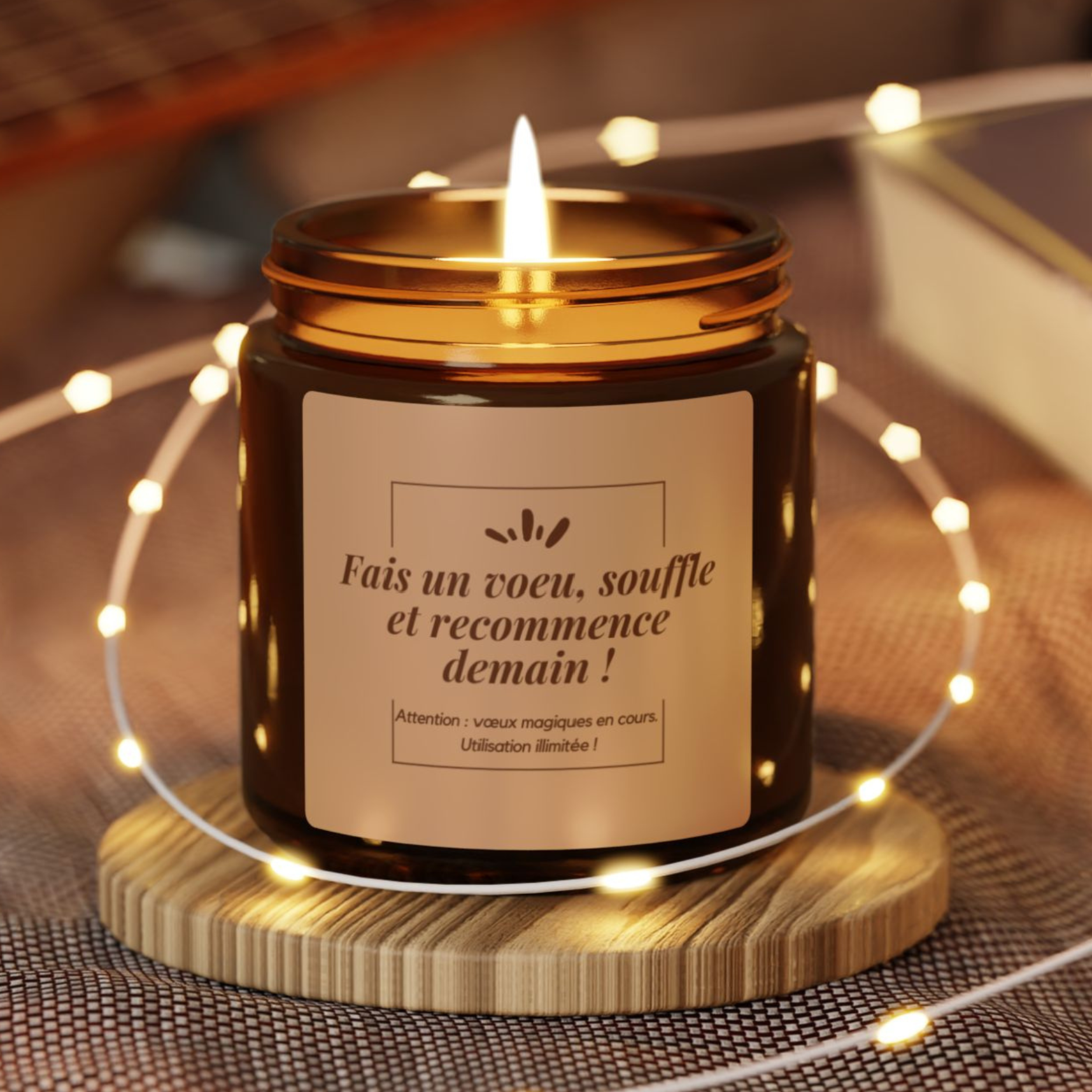Bougie élégante avec message inspirant, idéale pour offrir ou se faire plaisir.