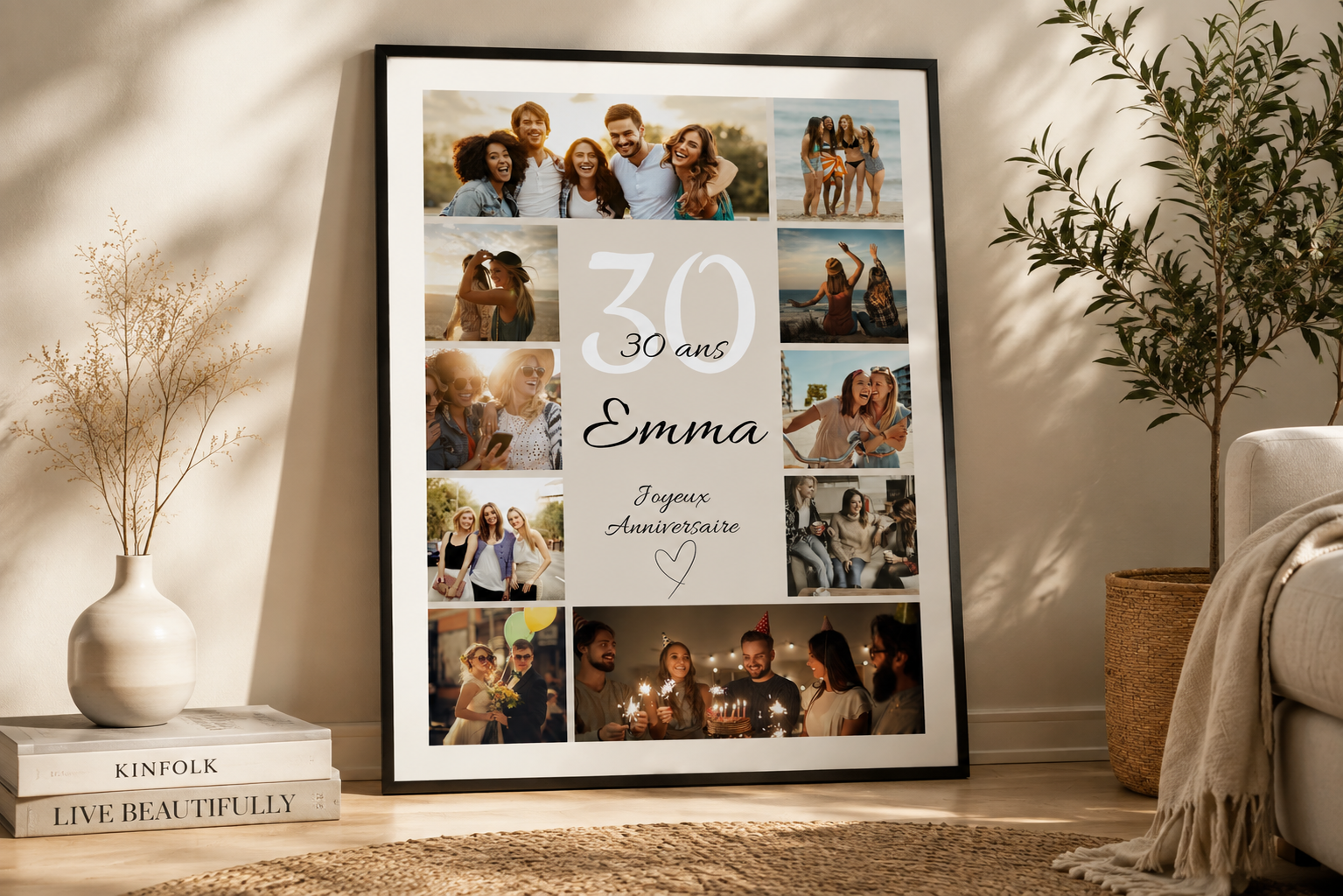 Affiche anniversaire 30 ans personnalisée avec photos prête à offrir