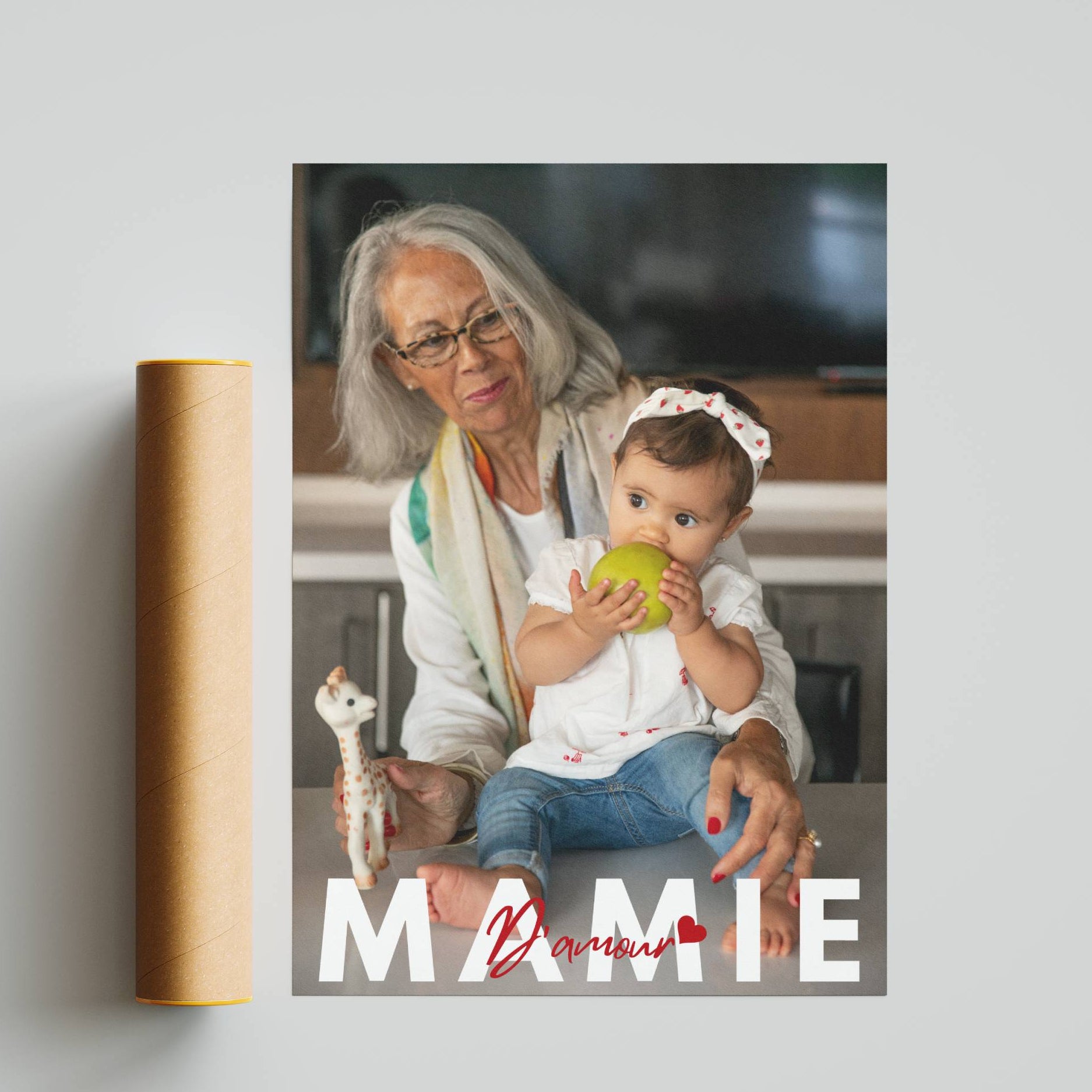 Affiche Mamie personnalisée imprimée en France sur papier premium, cadeau prêt à offrir.