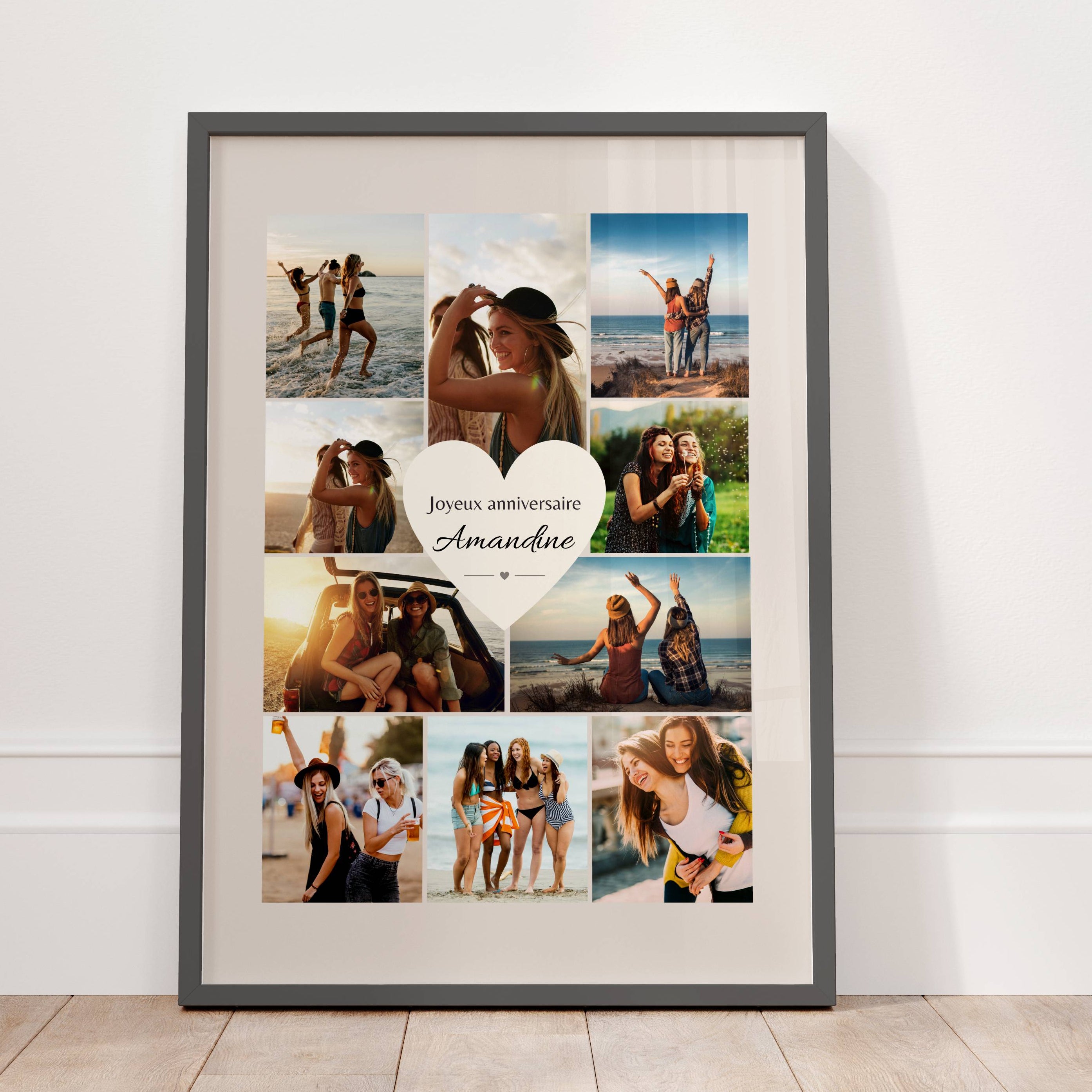 Affiche anniversaire personnalisée pour amie avec collage photo souvenir