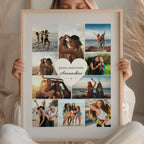 Cadeau anniversaire meilleure amie personnalisé avec photos en forme de cœur, affiche souvenir émotionnel