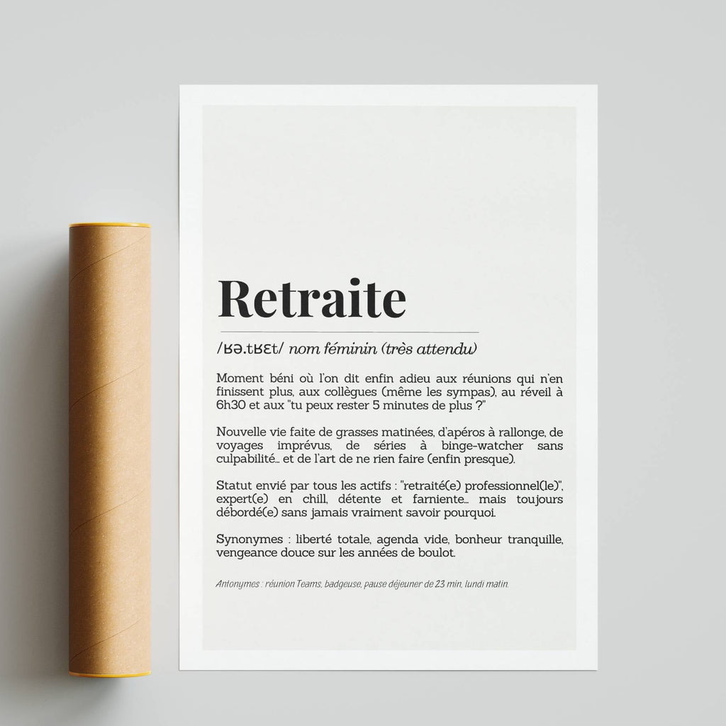 Affiche retraite humour idéale comme cadeau collectif pour un pot de départ