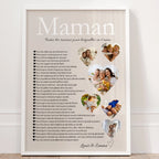 Affiche maman avec texte toutes les raisons pour lesquelles on t’aime et message d’amour personnalisé – idée cadeau maman touchante.
