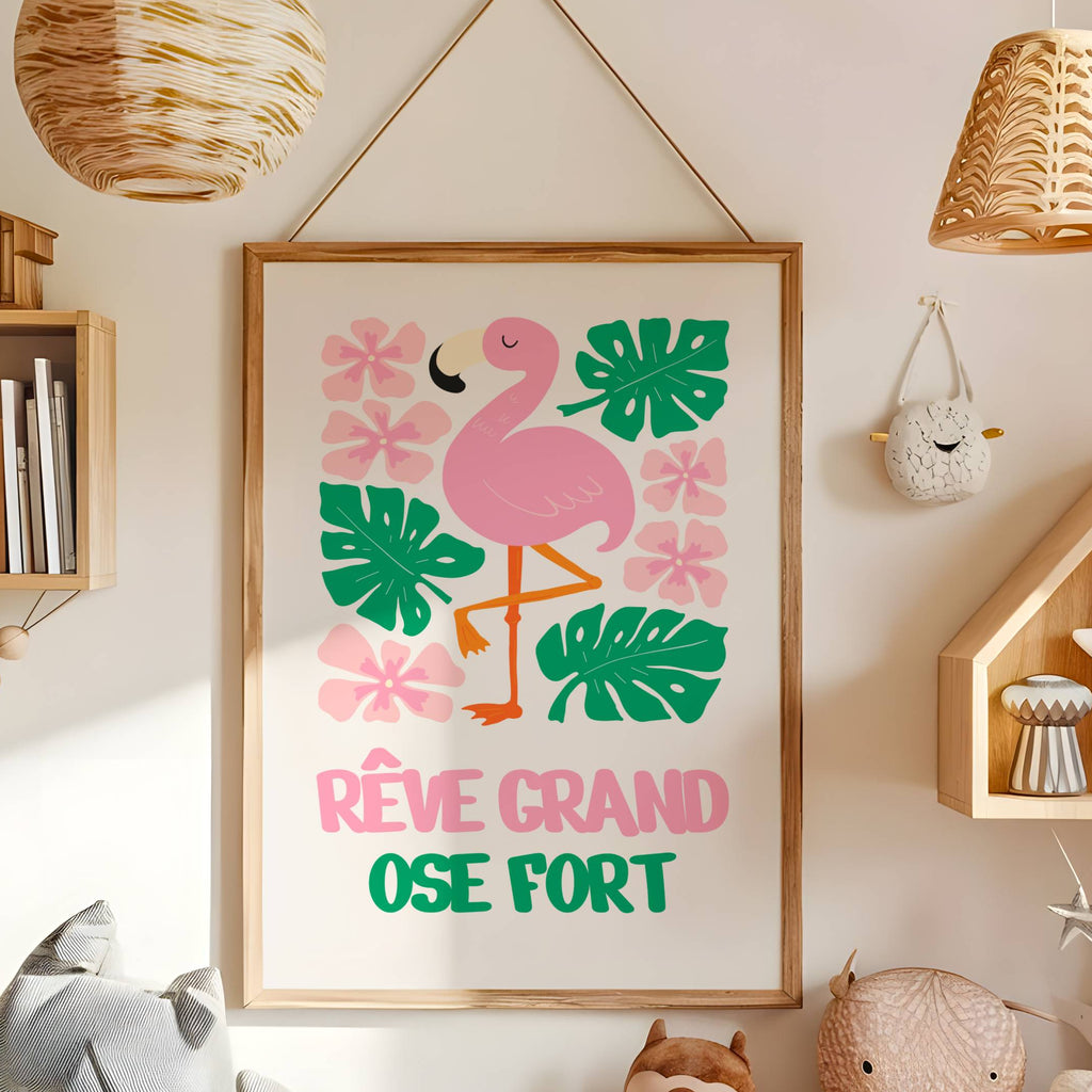 Affiche enfant illustrée aux couleurs douces avec message inspirant pour décoration de chambre