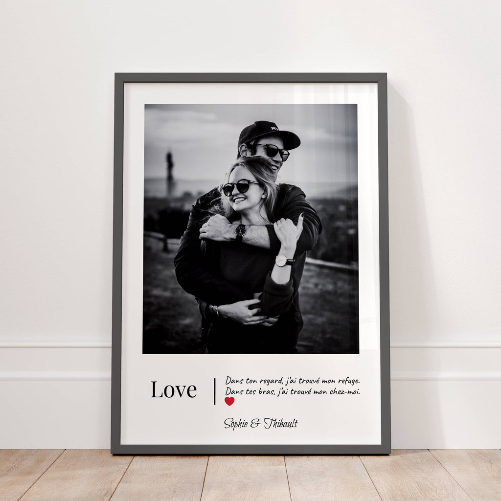 Affiche couple personnalisée avec photo, Love et définition
