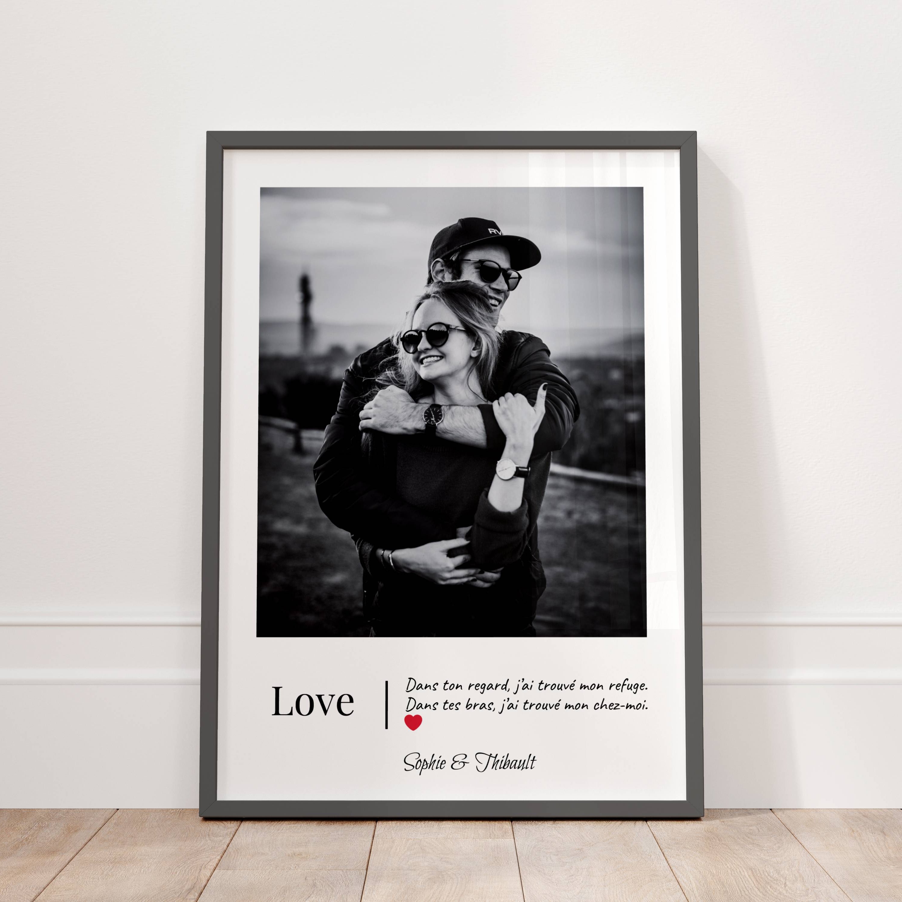 Affiche couple personnalisée avec photo, Love et définition