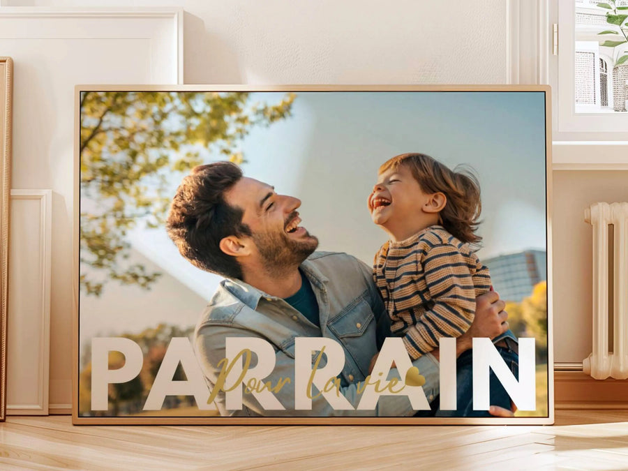 Cadeau  Parrain Personnalisée avec Photo – “Pour la vie” | Cadeau Parrain Original