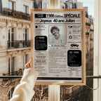 Affiche anniversaire 40 ans 1986 encadrée, décoration murale rétro personnalisée