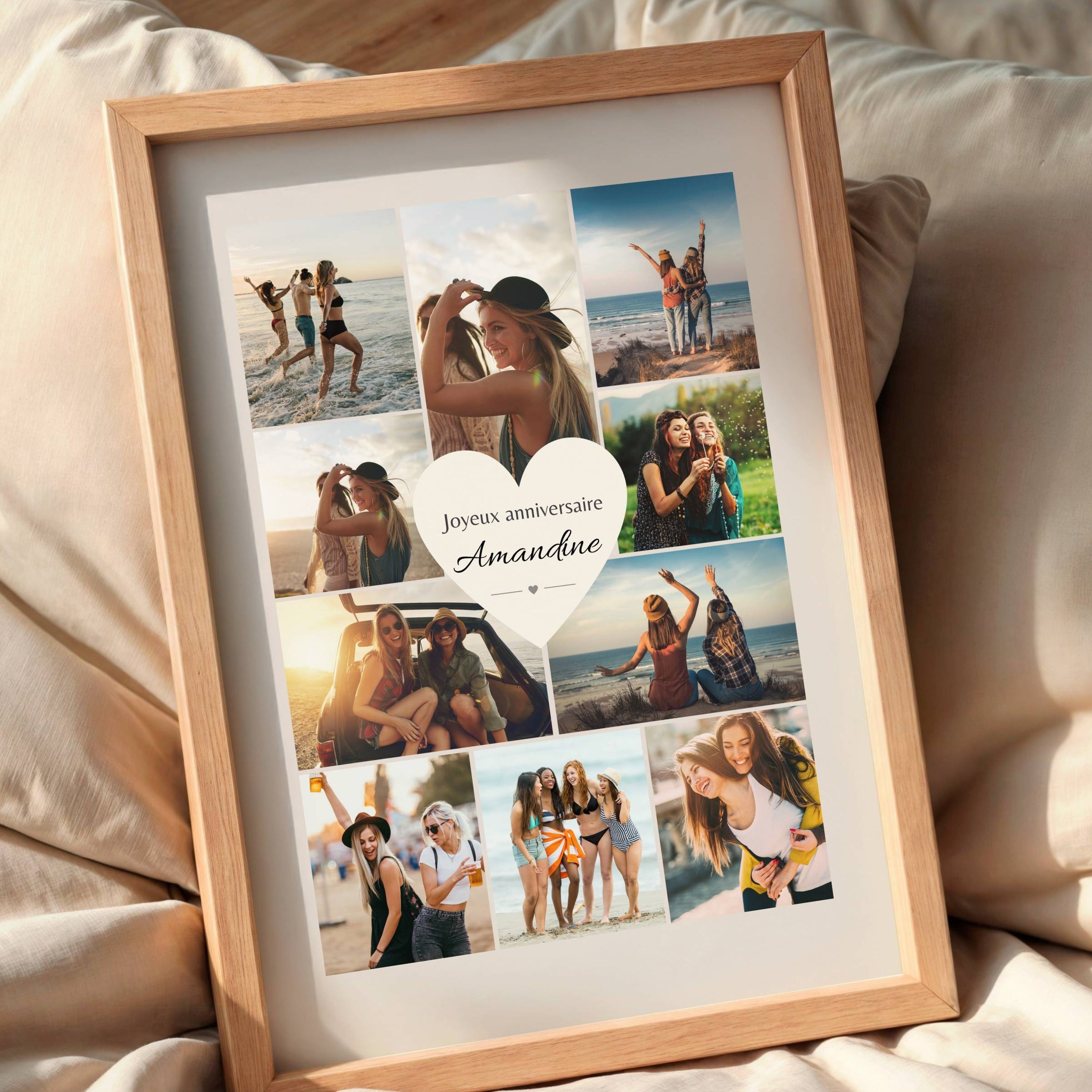 Affiche anniversaire personnalisée pour amie avec collage photo souvenir