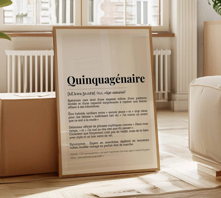 Affiche définition quinquagénaire personnalisée