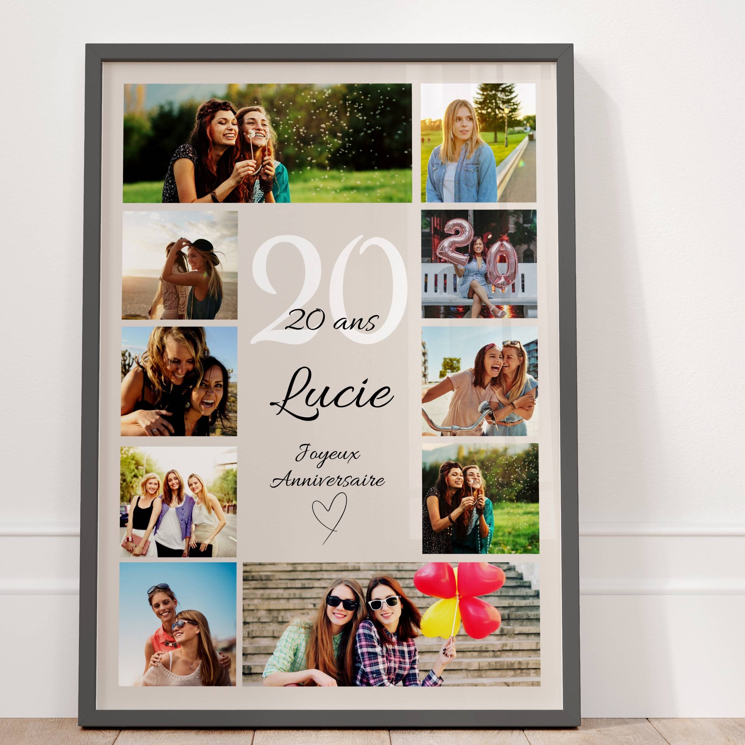 Poster photo personnalisé pour 20e anniversaire femme ou homme