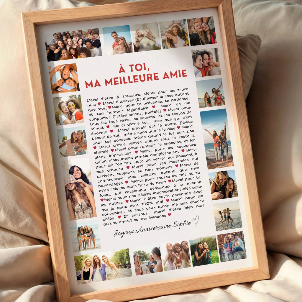 Affiche personnalisée meilleure amie encadrée décoration murale cadeau anniversaire