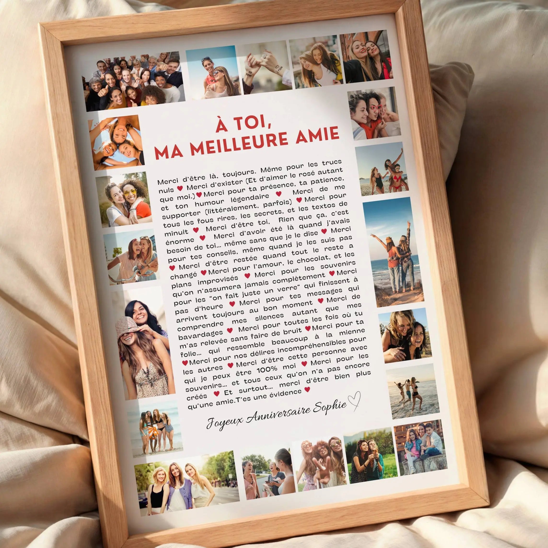 Affiche personnalisée meilleure amie encadrée décoration murale cadeau anniversaire