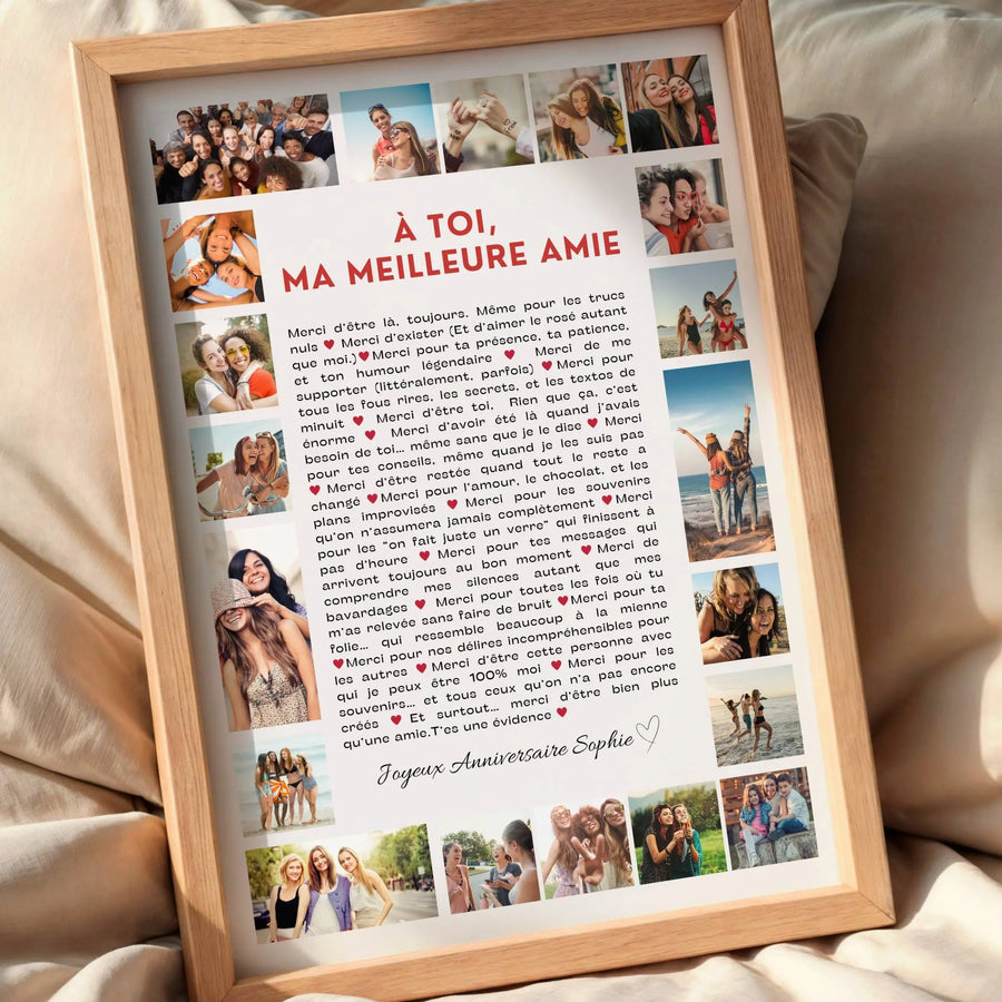 Affiche personnalisée meilleure amie encadrée décoration murale cadeau anniversaire