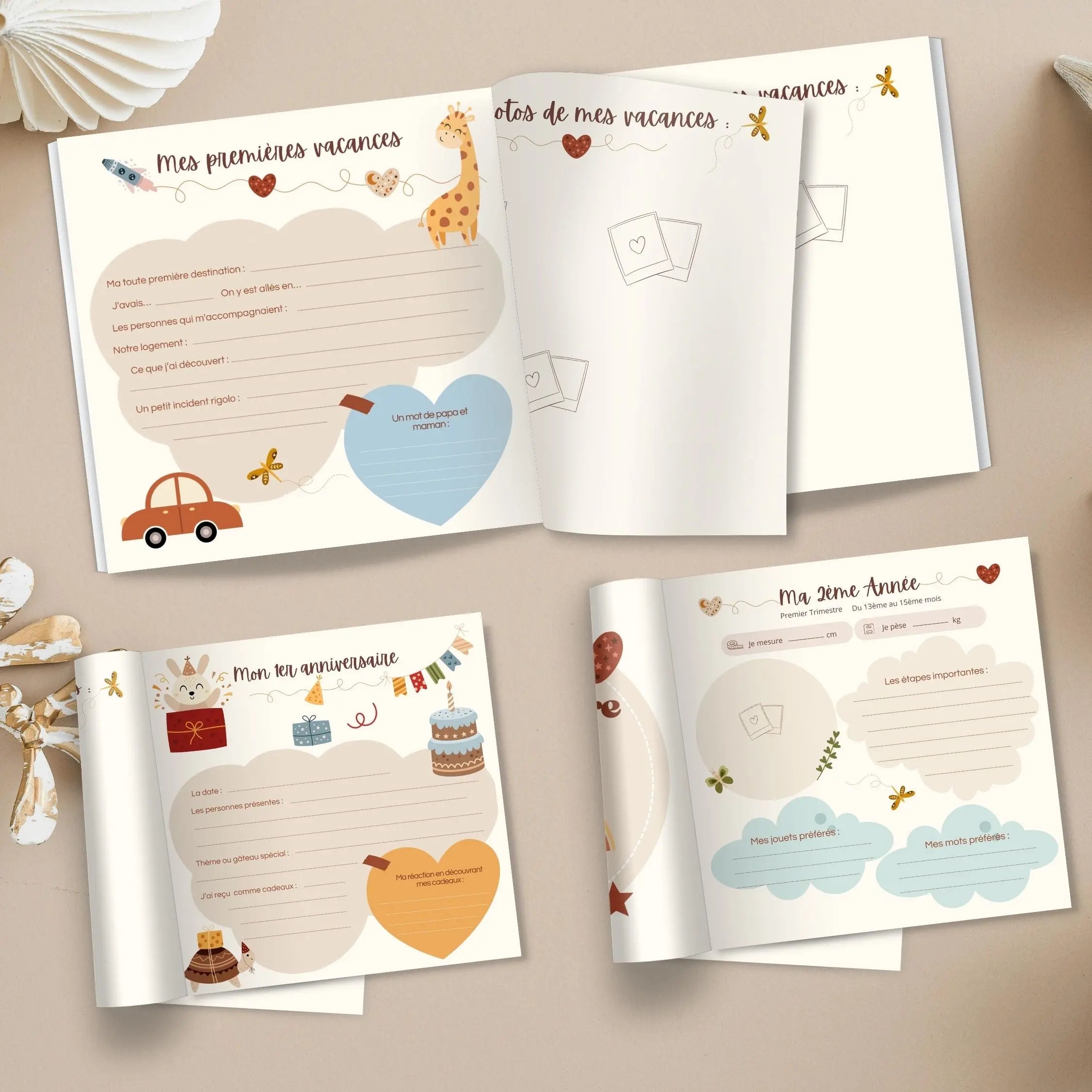 Livre de naissance personnalisé avec pages  à compléter