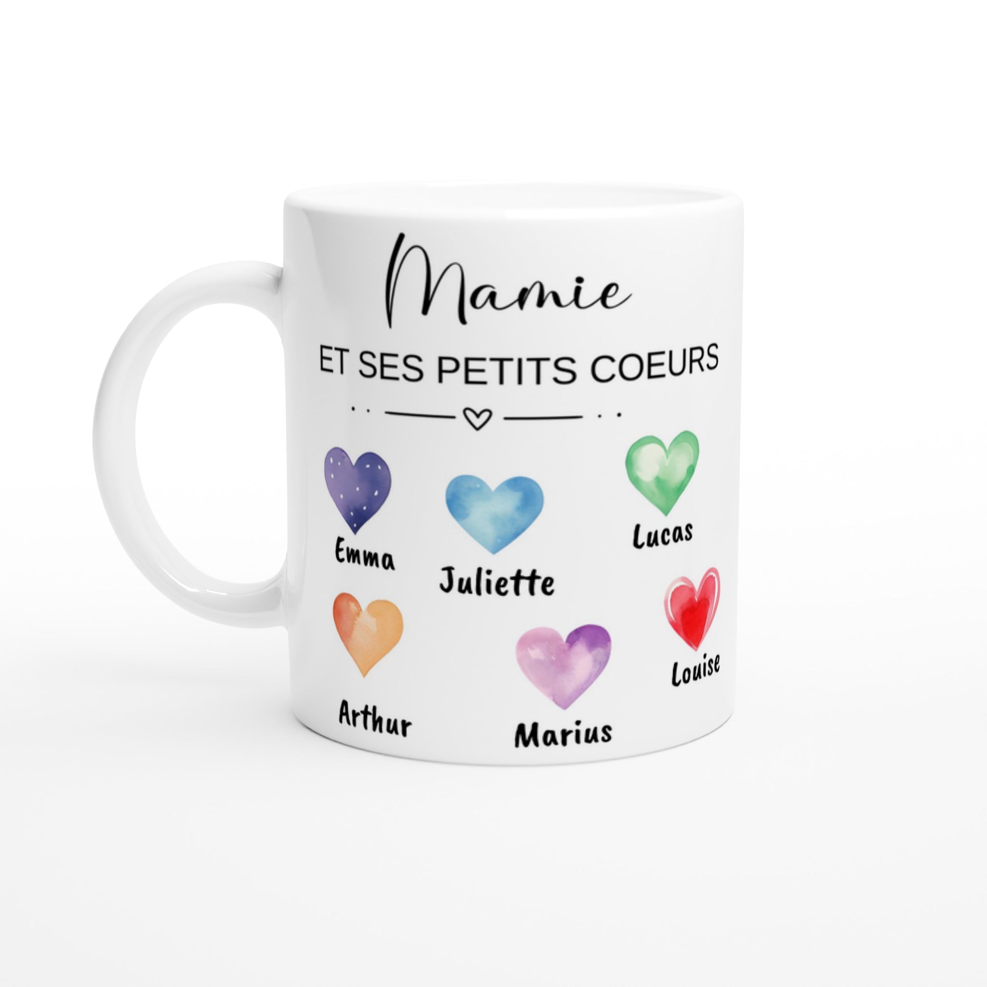 Mug en céramique blanche, design tendre avec message personnalisé pour la fête des grands-mères
