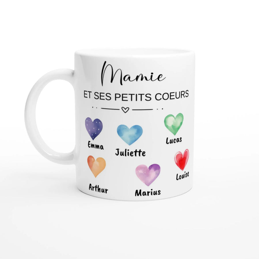 Mug en céramique blanche, design tendre avec message personnalisé pour la fête des grands-mères