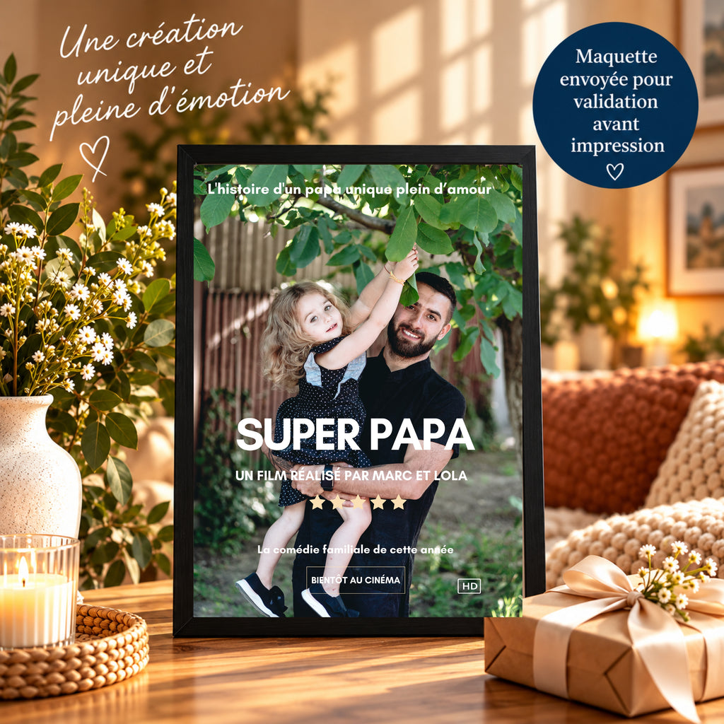 Affiche Super Papa personnalisée style film