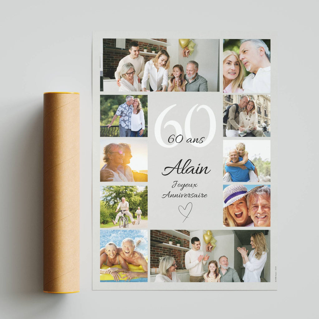 Affiche anniversaire 60 ans personnalisée offerte par les enfants pour un père