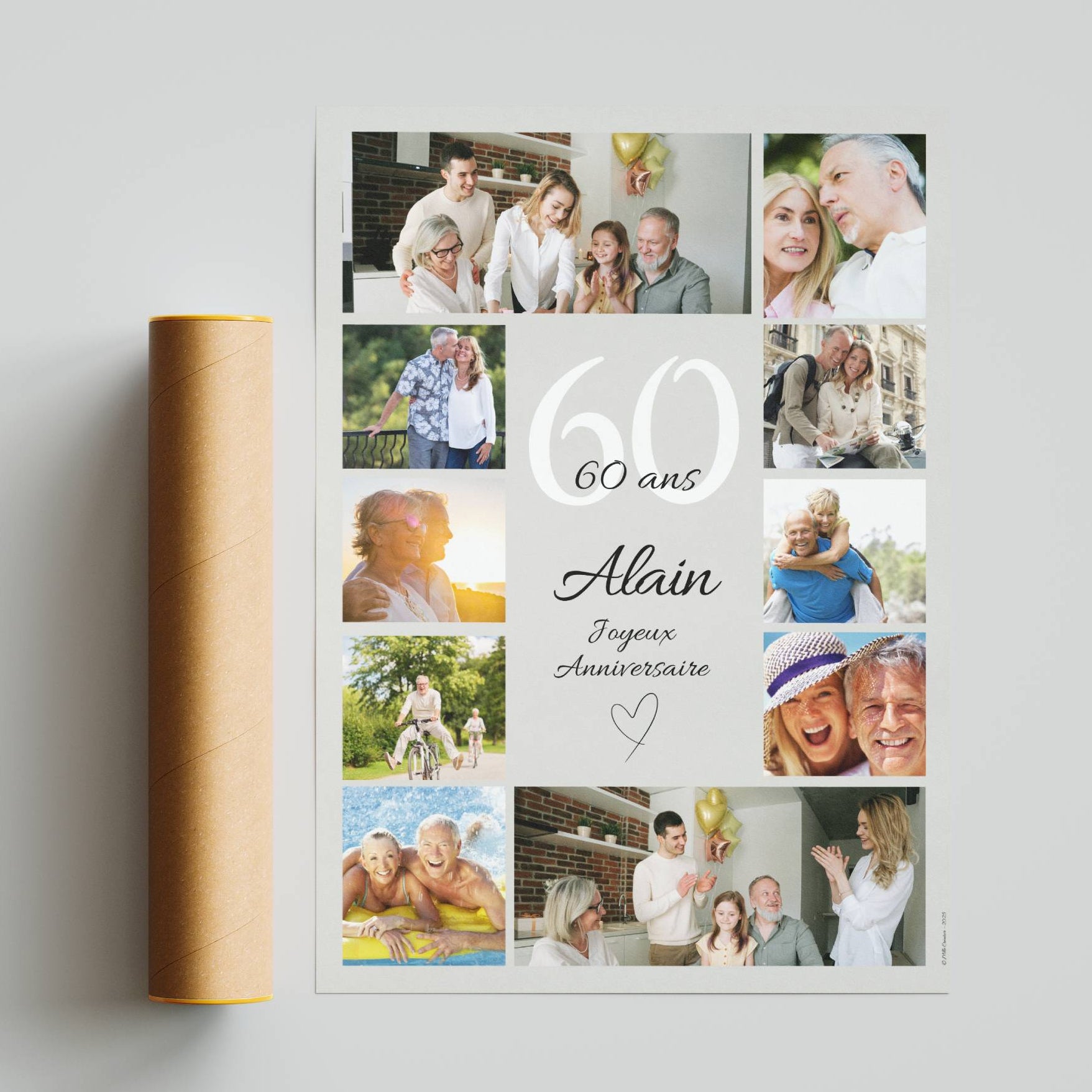 Affiche anniversaire 60 ans personnalisée offerte par les enfants pour un père