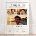 affiche 18 ans personnalisée avec photos, cadeau souvenir pour fille ou garçon