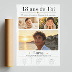affiche 18 ans personnalisée, cadeau familial plein d’émotion.